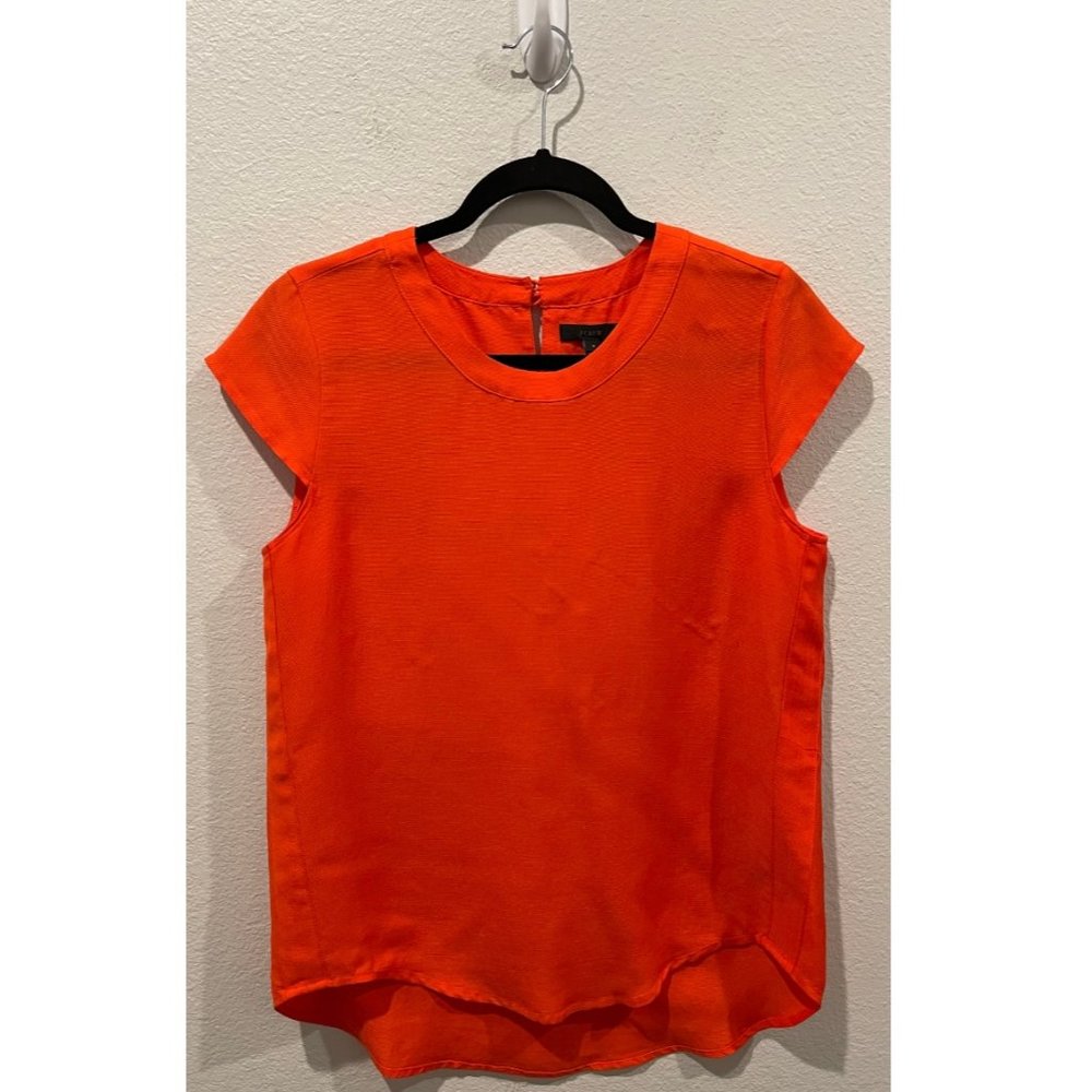 J.CREW Red Orange Short Sleeve Blouse